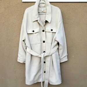 Ava & Viv Cream Teddy Jacket with Belted Waist